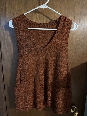 SHEIN Rust Brown Knit V-Neck Tank Top